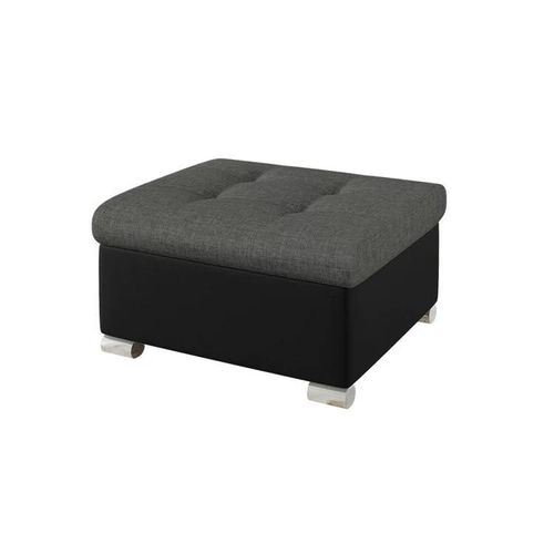 Pouf Comfivo 115, Gris, Faux Cuir + Tapisserie, 41x68x70cm