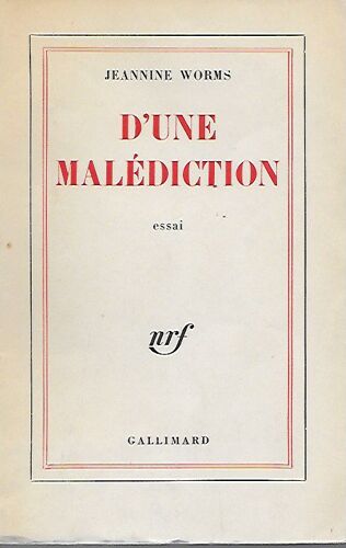 D'Une Malédiction [Jan 01, 1963] Worms Jeannine