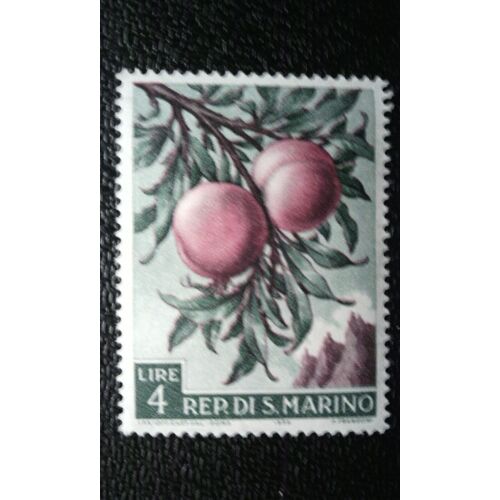 Timbre San Marino (Yt 452 ) 1958 Séries: Fruits Et De Produits Agricoles Pêches (Prunus Persica)