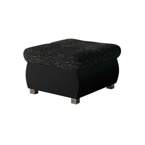 Pouf Comfivo 122, Noir, Faux Cuir + Tapisserie, 39x60x60cm