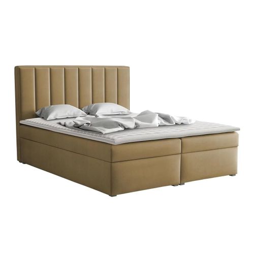 Lit Continental Pomona 116, Double, Brun Clair, Tapisserie