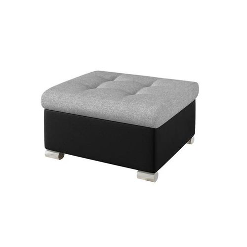 Pouf Comfivo 115, Gris, Faux Cuir + Tapisserie, 41x68x70cm