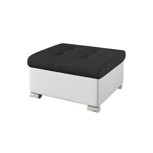 Pouf Comfivo 115, Noir, Faux Cuir + Tapisserie, 41x68x70cm