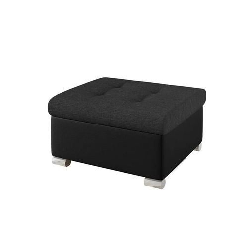 Pouf Comfivo 115, Gris, Faux Cuir + Tapisserie, 41x68x70cm