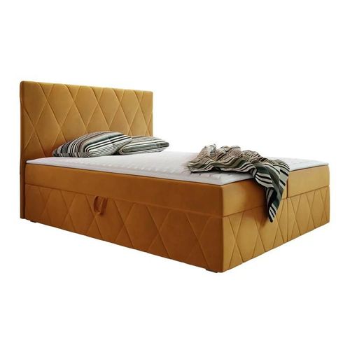 Lit Continental Comfivo 225, Double, Jaune, Tapisserie, 143x206x112cm