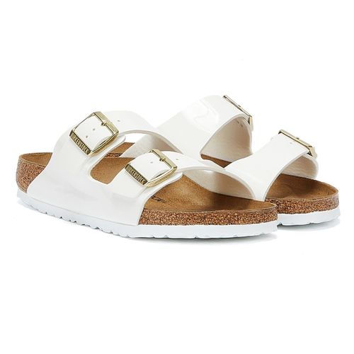 Birkenstock Arizona Birko Flor Patent Sandales Blanches Pour