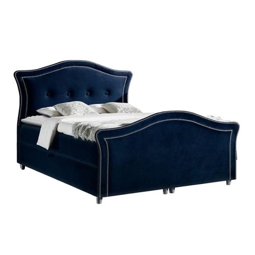 Lit Continental Baltimore 136, Double, Bleu, Tapisserie, 210x214x130cm