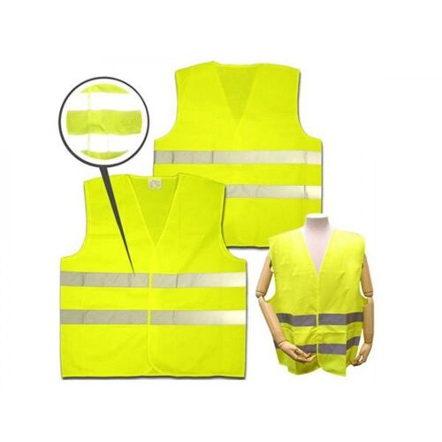 Gilet Jaune Fluo De Sécurité Avec Bandes Réfléchissantes Polyester Taille L