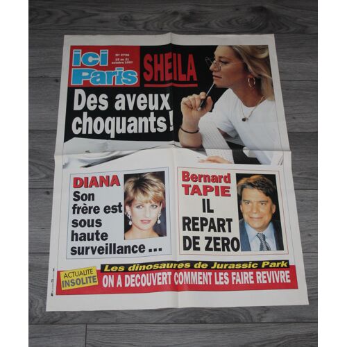 Rare Affiche Ici Paris De 1997 60x70cm : Sheila / Lady Diana / Bernard Tapie