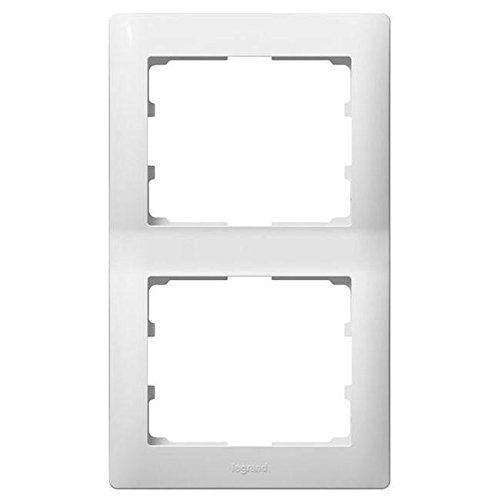 Legrand Galea Cadre double 771006 ultra-blanc vertical, Bouton + interrupteur, Blanc