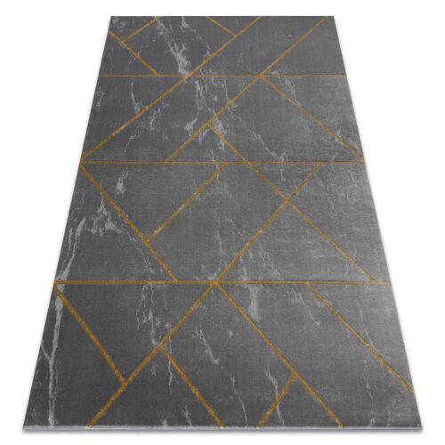 80x150 Cm Tapis Emerald Exclusif 1012 Glamour, Élégant Géométrique, Marbre Gris / Or