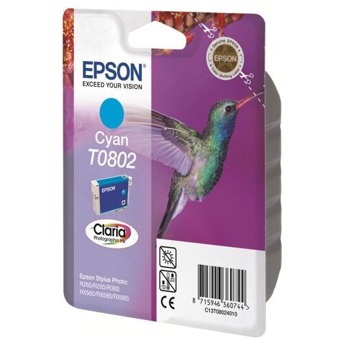 Epson T0802 - Cyan - original - cartouche d'encre - pour Stylus Photo P50, PX650, PX660, PX700, PX710, PX720, PX730, PX800, PX810, PX820, PX830