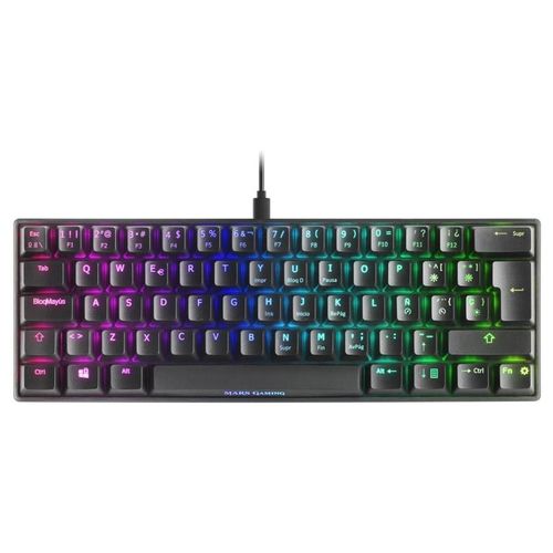 MARS GAMING MKMINI - Clavier - 60% - compact - backlit - USB - QWERTY - Espagnol - commutateur : interrupteur brun - noir