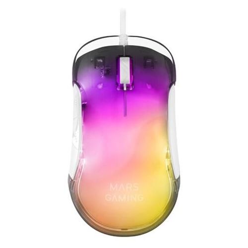 MARS GAMING MMGLOW - Souris - jeux - pour droitiers - optique - 7 boutons - filaire - USB - blanc