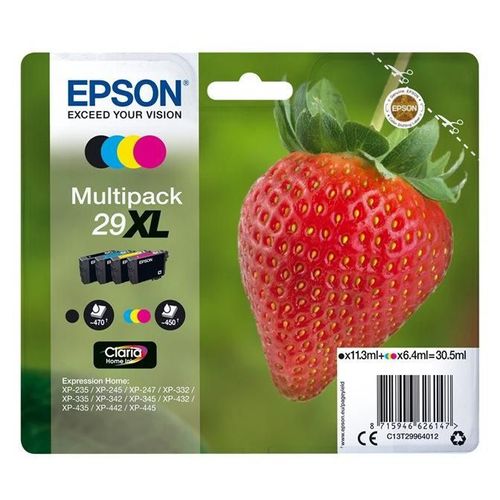 Epson Multipack 29XL (Fraise) T2996 - Pack 4 cartouches d'encre haute capacité - noir, cyan, magenta, jaune