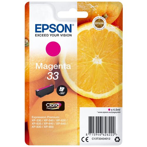 Epson 33 - 4.5 ml - magenta - original - blister - cartouche d'encre - pour Expression Home XP-635, 830; Expression Premium XP-530, 540, 630, 635, 640, 645, 830, 900