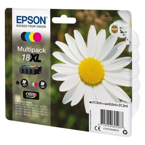 Epson 18XL - Pack de 4 - XL - noir, jaune, cyan, magenta - original - blister - cartouche d'encre - pour Expression Home XP-212, 215, 225, 312, 315, 322, 325, 412, 415, 422, 425