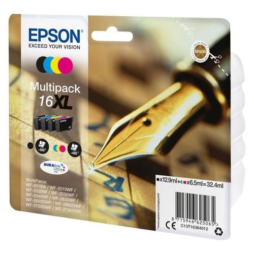Epson Multipack 16XL (Stylo plume) - Pack de 4 cartouches d'encre haute capacité - noir, jaune, cyan, magenta