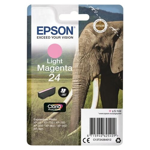 Epson 24 - 5.1 ml - magenta clair - original - emballage coque avec alarme radioélectrique - cartouche d'encre - pour Expression Photo XP-55, 750, 760, 850, 860, 950, 960, 970; Expression Premium XP-750, 850