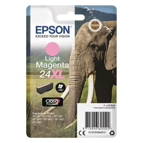 Epson 24XL - 9.8 ml - XL - magenta clair - original - emballage coque avec alarme radioélectrique - cartouche d'encre - pour Expression Photo XP-55, 750, 760, 850, 860, 950, 960, 970; Expression...