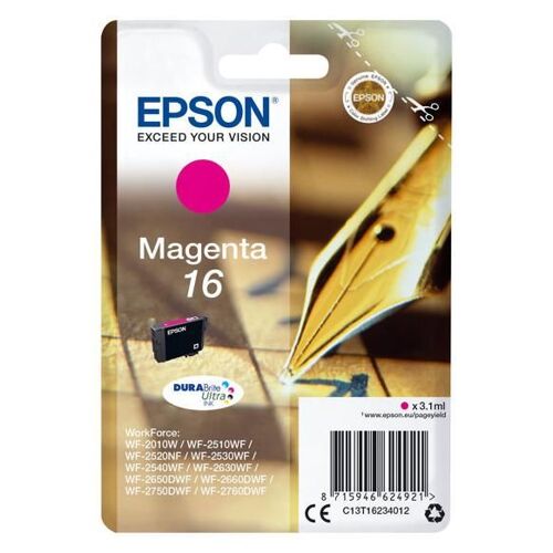 Epson 16 - 3.1 ml - magenta - original - cartouche d'encre - pour WorkForce WF-2010, 2510, 2520, 2530, 2540, 2630, 2650, 2660, 2750, 2760