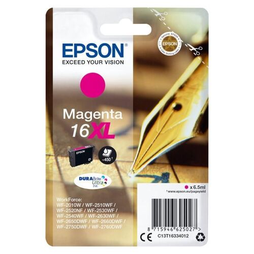 Epson 16XL - 6.5 ml - XL - magenta - original - blister - cartouche d'encre - pour WorkForce WF-2010, 2510, 2520, 2530, 2540, 2630, 2650, 2660, 2750, 2760