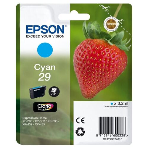 Epson 29 - 3.2 ml - cyan - original - cartouche d'encre - pour Expression Home XP-235, 245, 247, 332, 335, 342, 345, 432, 435, 442, 445