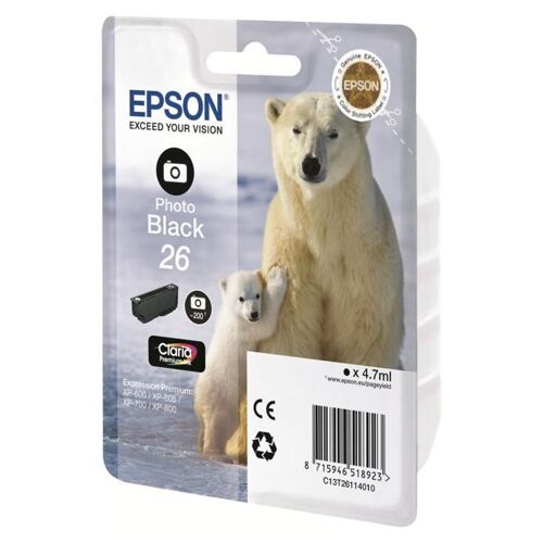 Epson 26 - 4.7 ml - photo noire - original - cartouche d'encre - pour Expression Premium XP-510, 520, 600, 605, 610, 615, 620, 625, 700, 710, 720, 800, 810, 820