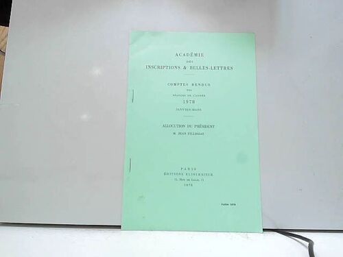 Académie Des Inscriptions & Belles-Lettres Comptes Rendus 1978