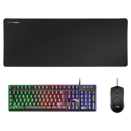 MARS GAMING MCPX - Clavier, souris et tapis de souris - full size - backlit - USB - QWERTY - Espagnol - commutateur : H-Mech - noir