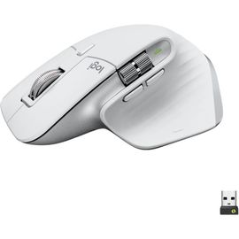 Logitech Master Series MX Master 3S - Souris - ergonomique - optique - 7 boutons - sans fil - Bluetooth, 2.4 GHz - récepteur USB Logitech Logi Bolt - gris pâle