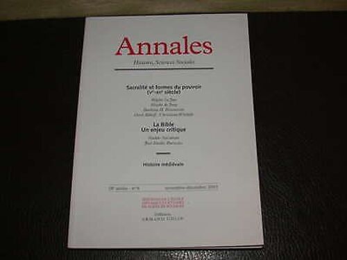 Annales. Histoire, Sciences Sociales. 58e Année. N° 6. Novembre-Décembre 2003     Format Broché (Livre)