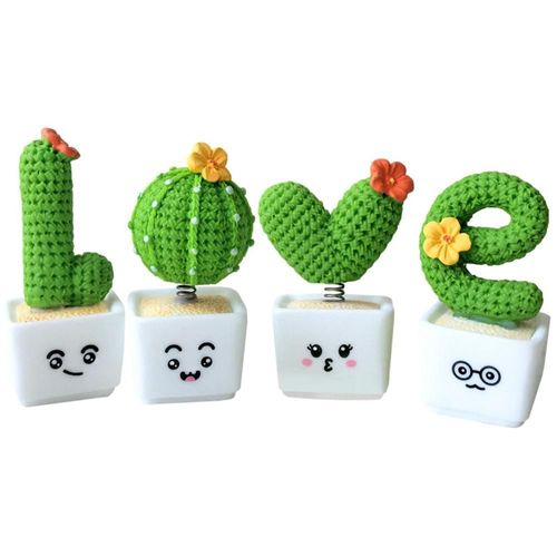 Décoration Cactus Pour Tableau De Bord De Voiture, 4 Pièces, Mini Plante En Résine En Pot, Bricolage Pour Tableau De Bord De Voiture