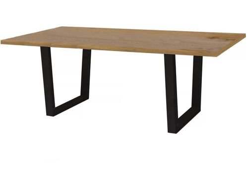 Table repas Hollywood - 200 x 100 x 76 cm - Chêne / Noir