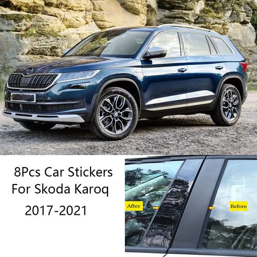 Autocollant De Garniture De Poteau De Pilier De Porte De Voiture, Couvertures De Fenêtre, Accessoires Pour Skoda, Karoq, 2017-2021, Ensemble De 8 Pièces