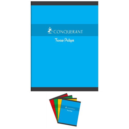 Conquérant Cahier Travaux Pratique 24x32 96p Uni 90g + Séyès 70g Coloris Aléatoires