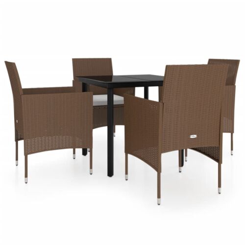 Vidaxl Mobilier De Salle À Manger De Jardin Coussins 5 Pcs Marron/Noir