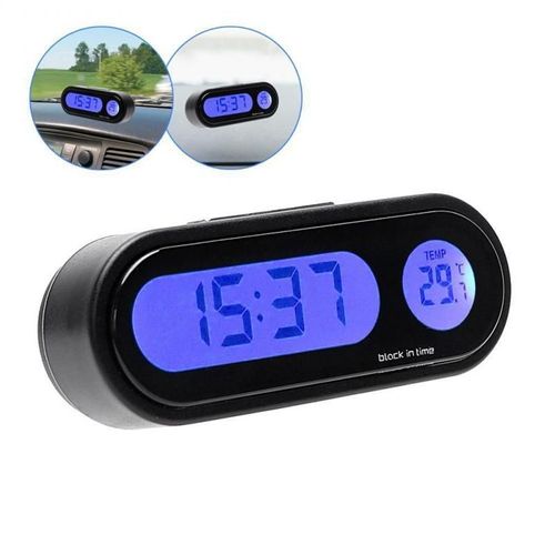 Horloge Électronique 2 En 1 Pour Voiture, Thermomètre, Mini Affichage Numérique Lcd, Horloge Lumineuse, Tableau De Bord, Accessoires De Style