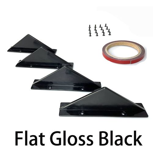 Pare-Chocs Arrière De Voiture Universel, Séparateur Plat Incurvé, Kit De Châssis Décoratifs, Spoiler Triangulaire, Accessoires Extérieurs, Noir Brillant