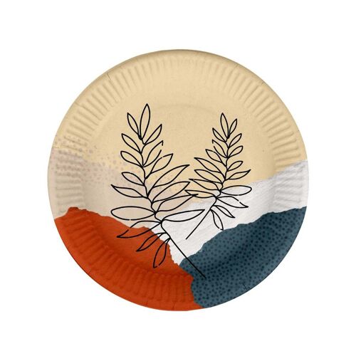 Set De 10 Assiettes En Carton 23 Cm Fleurs Abstraites