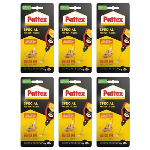 Pattex Lot De 6 Flacons 30g Colle Spéciale Maquette En Plastique Avec Micro-Doseur