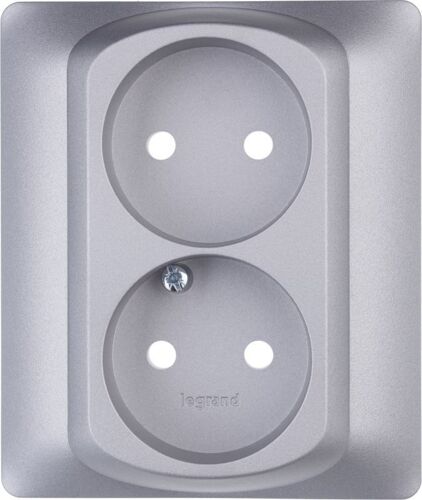 Legrand Plaque de prise double Sistena Life Argent - 771332, Bouton + interrupteur, Argent