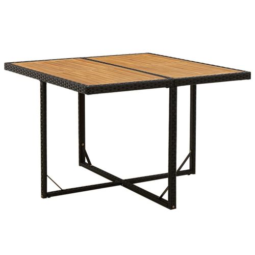 Vidaxl Table De Jardin Noir 109x107x74 Cm Résine Tressée Bois Massif