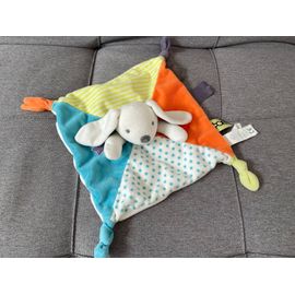 Doudou Lapin Obaibi Okaidi Orange Bleu