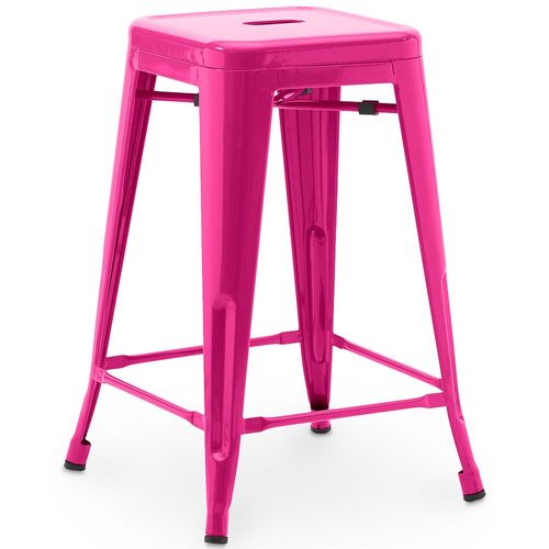 Tabouret De Bar Bistrot Metalix Design Industriel En Métal - 60 Cm - Nouvelle Edition Fuchsia