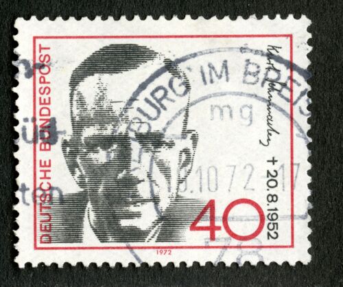 Timbre Oblitéré Deutsche Bundespost, Kurt Schumacher 20.08.1952, 40, 1972