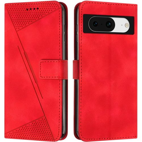 Boite a Flip telephonique Compatible avec Google Pixel 8 etui Portefeuille a Rabat avec Fente for Carte Et Dragonne Compatible avec Google Pixel 8 Cas de telephone Portable (Color : Rosso)