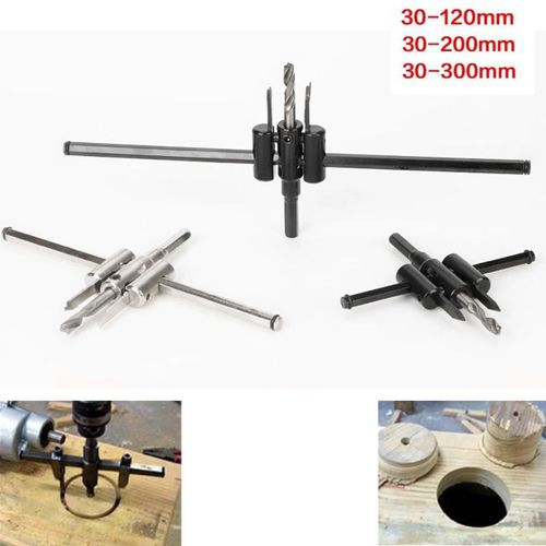 Scie cloche circulaire à mèche réglable, 120/200/300mm, Type d'avion, mèches pour trous de bois, coupe-scie sans fil, outils pour le travail du bois