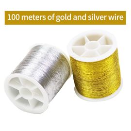 Fils de broderie pour point de croix, 1x100 mètres, en Polyester, or brillant/argent, cordes solides pour fournitures de couture, surjeteuse