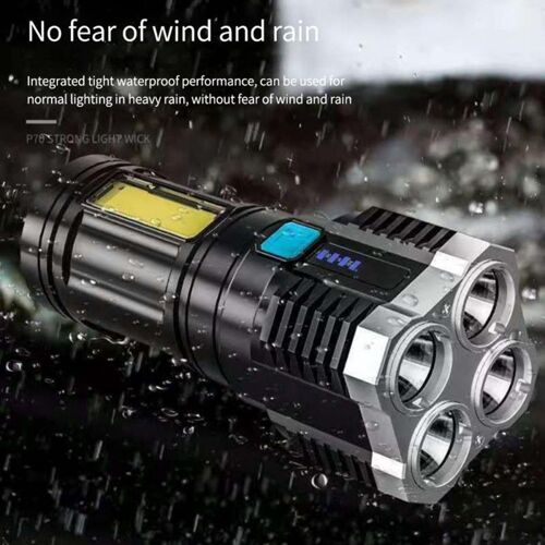Lampe de poche COB forte à 4 coeurs, Super lumineuse, Portable, éclairage LED, 4 Modes, Camping, maison
